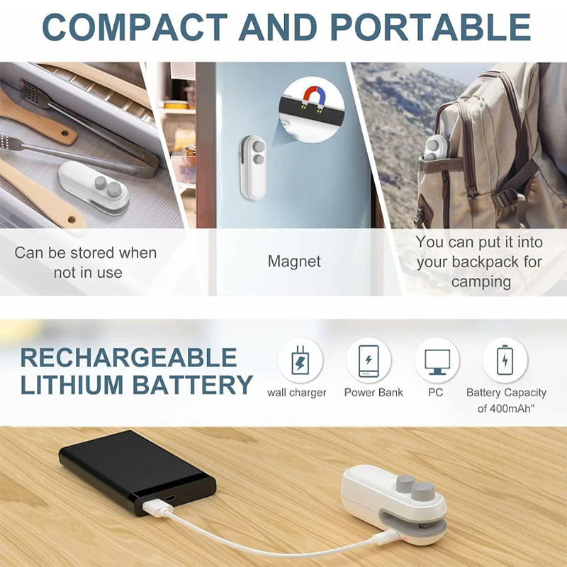 NeutralCare™ FoodLock 2-in-1 Mini Heat Sealer Cutter