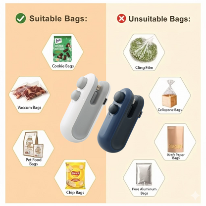 NeutralCare™ FoodLock 2-in-1 Mini Heat Sealer Cutter