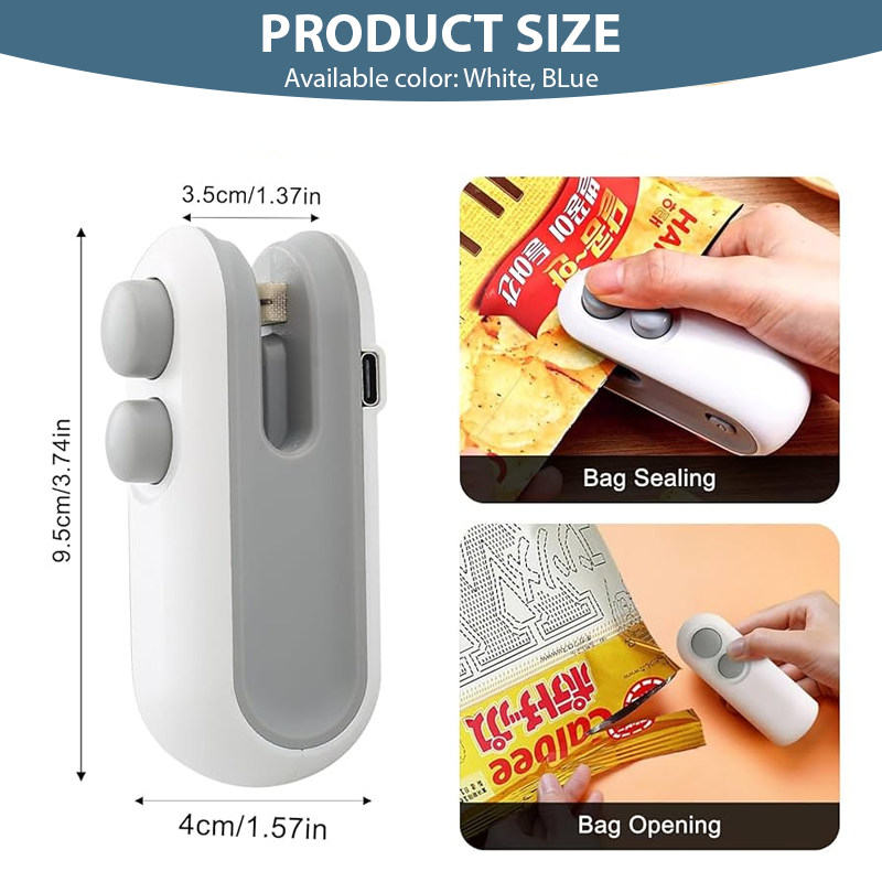 NeutralCare™ FoodLock 2-in-1 Mini Heat Sealer Cutter
