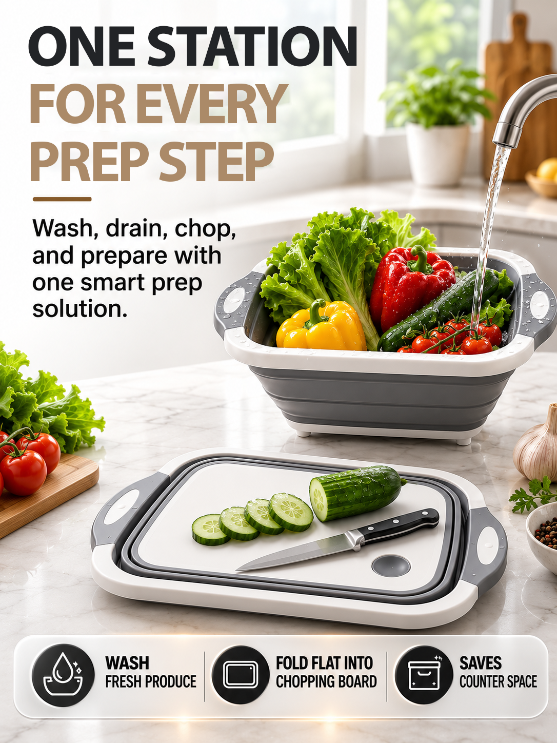 Next2Comfort™ AllPrep Collapsible Kitchen Prep Station
