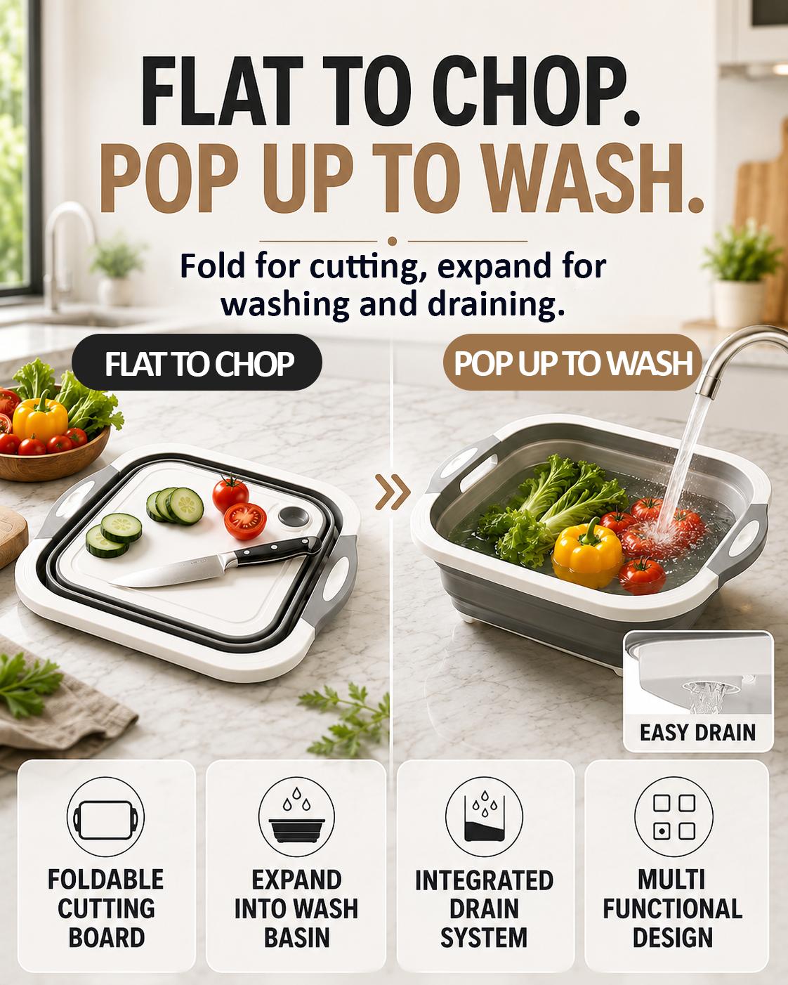 Next2Comfort™ AllPrep Collapsible Kitchen Prep Station