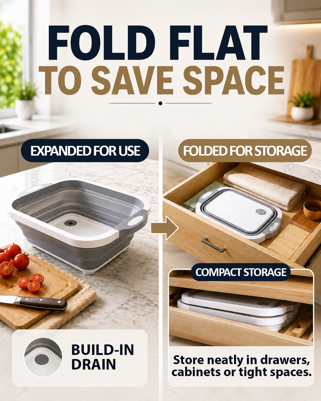 Next2Comfort™ AllPrep Collapsible Kitchen Prep Station