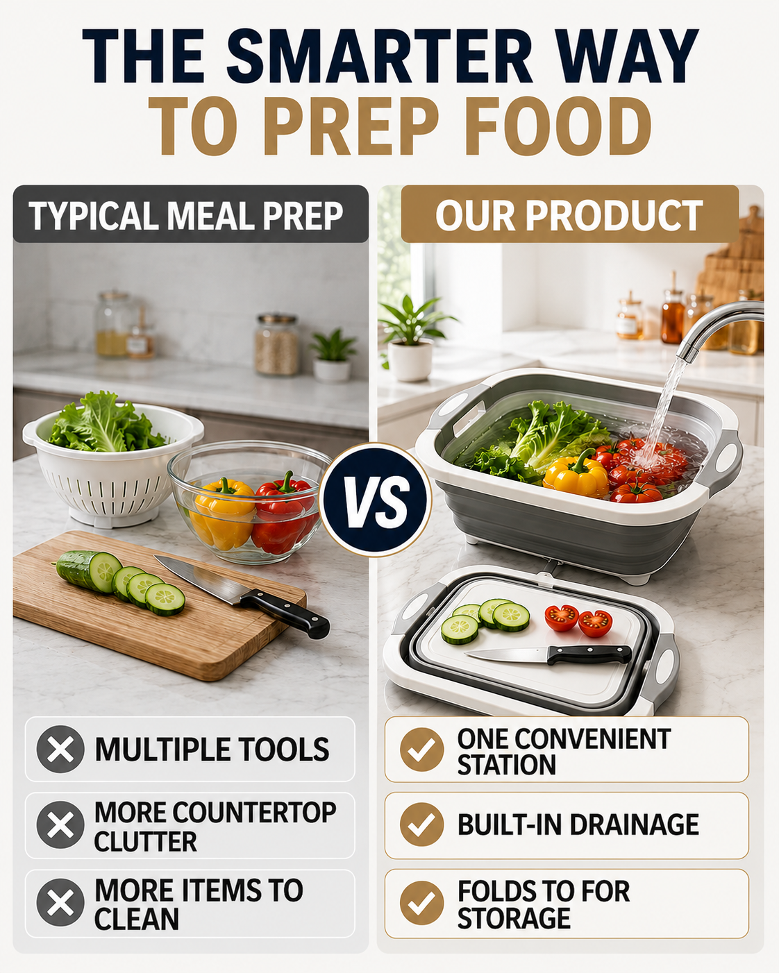 Next2Comfort™ AllPrep Collapsible Kitchen Prep Station