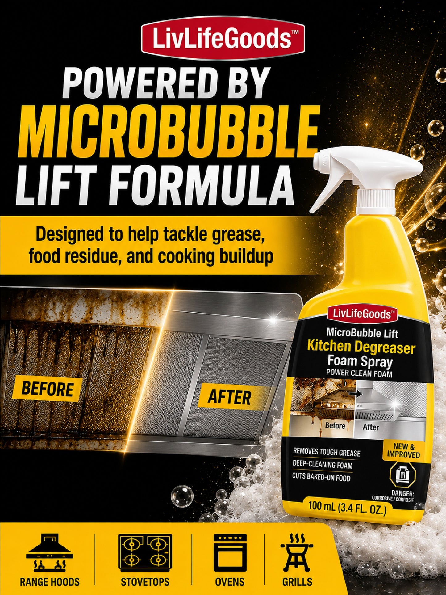 Next2Comfort™ MicroBubble Lift Kitchen Degreaser Foam Spray 
