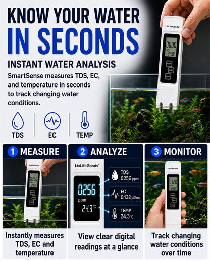 Next2Comfort™ PureCheck Smart 3-in-1 TDS Water Quality Tester
