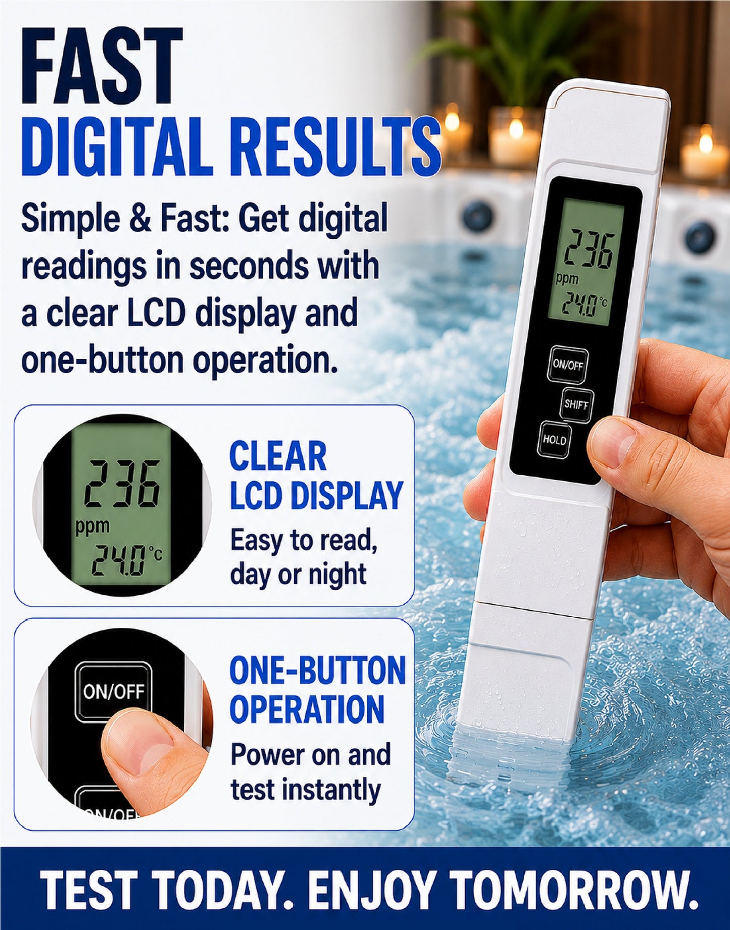 Next2Comfort™ PureCheck Smart 3-in-1 TDS Water Quality Tester