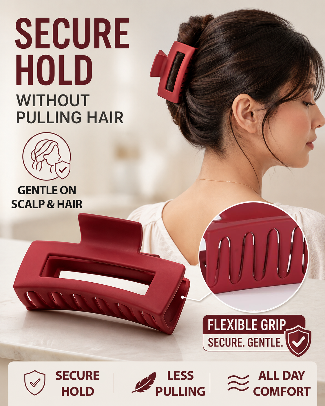 Next2Comfort™ CushionFlex Pressure-Free Silicone Hair Clip