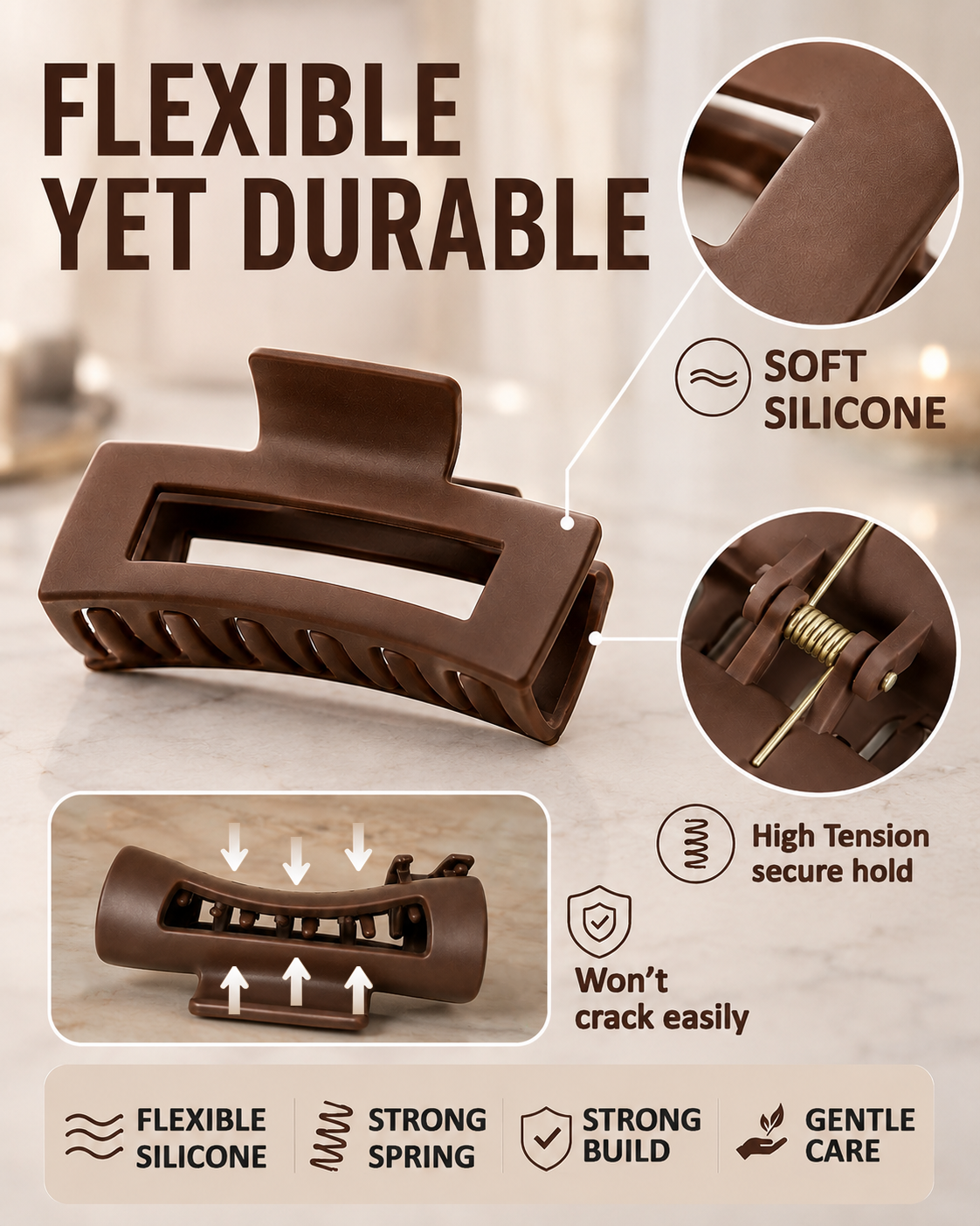 Next2Comfort™ CushionFlex Pressure-Free Silicone Hair Clip
