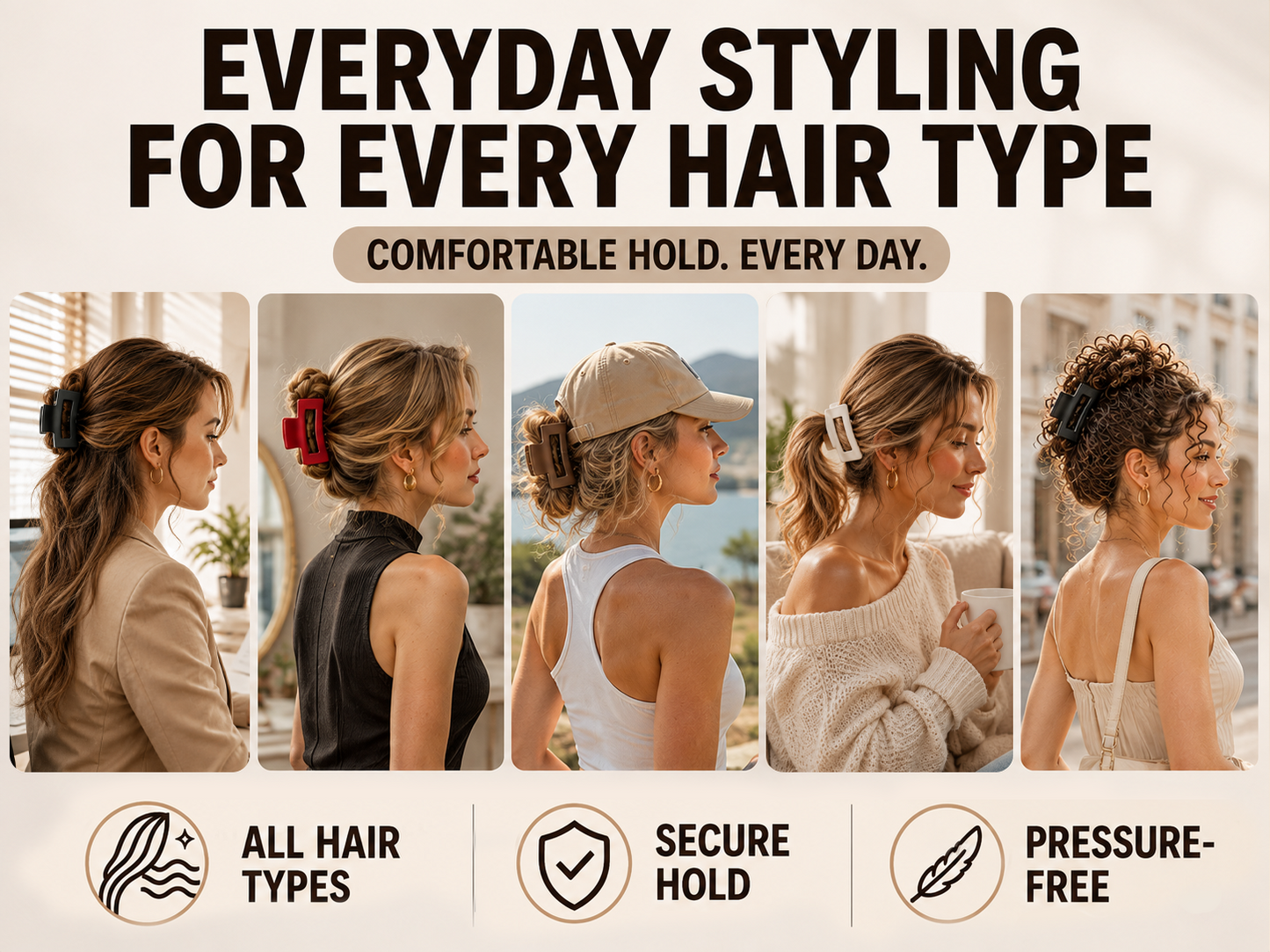 Next2Comfort™ CushionFlex Pressure-Free Silicone Hair Clip