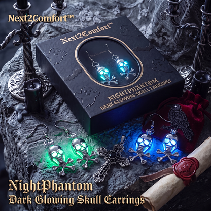 Next2Comfort™ NightPhantom Dark Glowing Skull Earrings