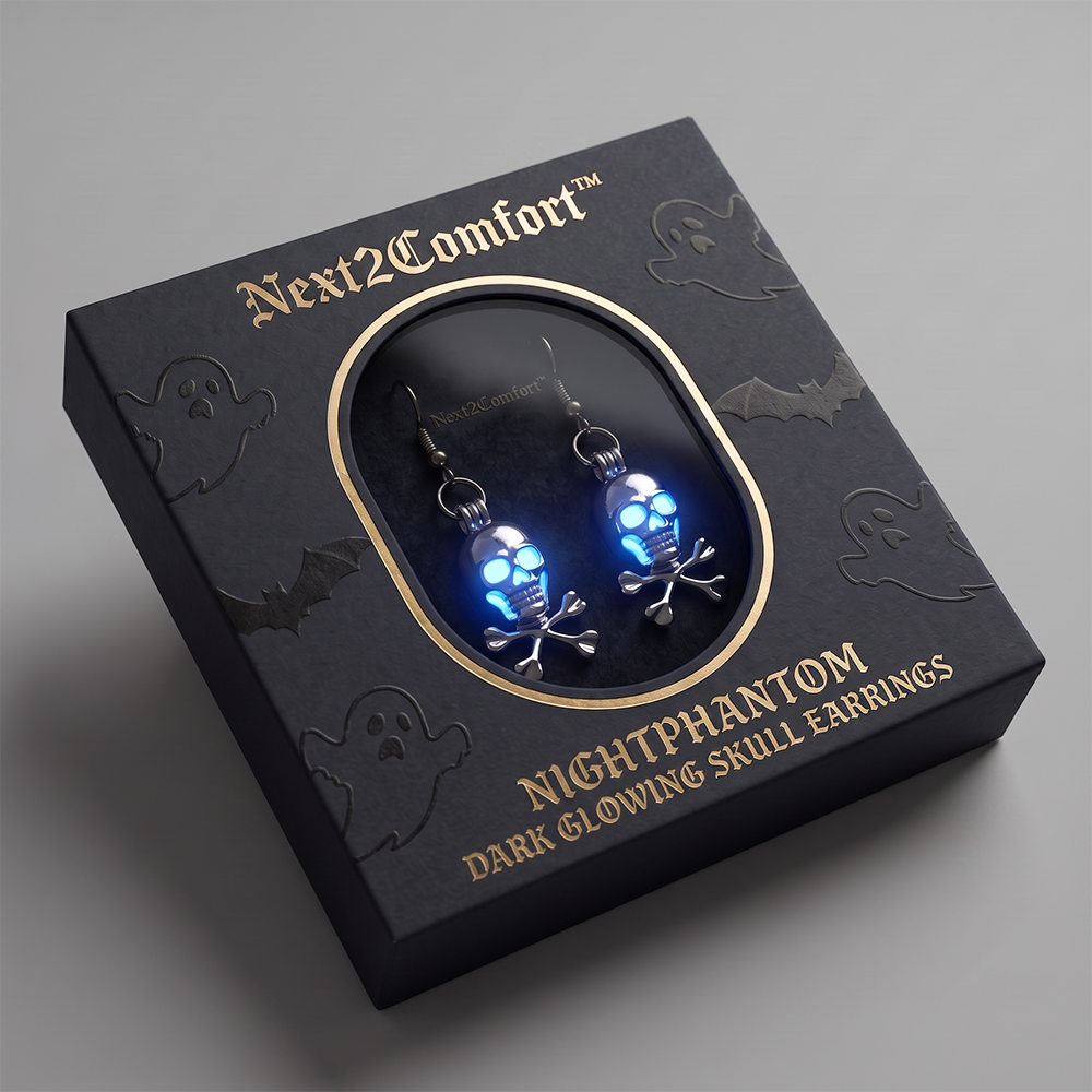 Next2Comfort™ NightPhantom Dark Glowing Skull Earrings
