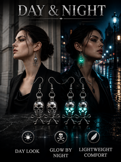 Next2Comfort™ NightPhantom Dark Glowing Skull Earrings