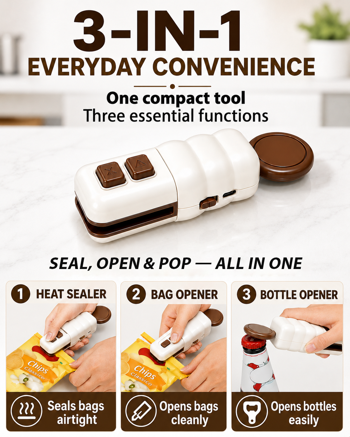 Next2Comfort™ SealFresh 3-in-1 Mini Kitchen Sealer