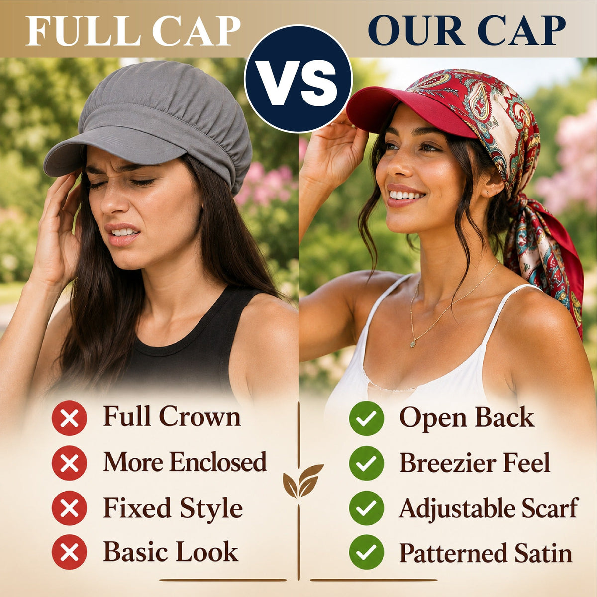 Next2Comfort™ SilkyShade Tie-Back Satin Scarf Visor Cap