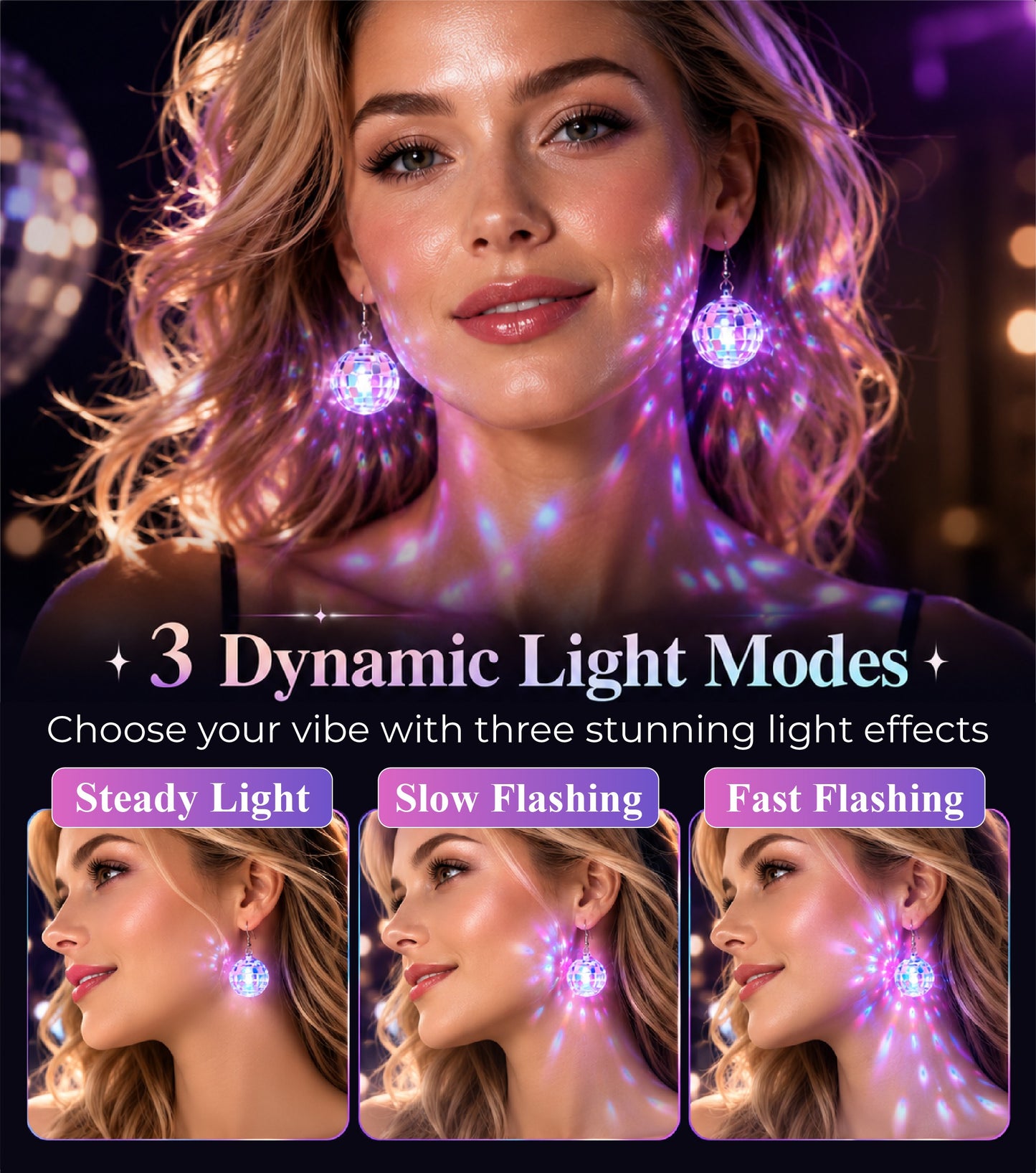 Next2Comfort™ SparkSphere Disco Ball Light-Up Earrings