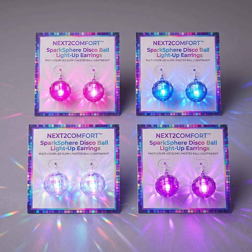 Next2Comfort™ SparkSphere Disco Ball Light-Up Earrings